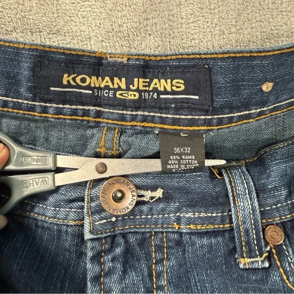 Vintage Y2K Koman Jeans Men's Sz 36x32 Baggy Wide Leg Dark Blue Grunge - Picture 5 of 9